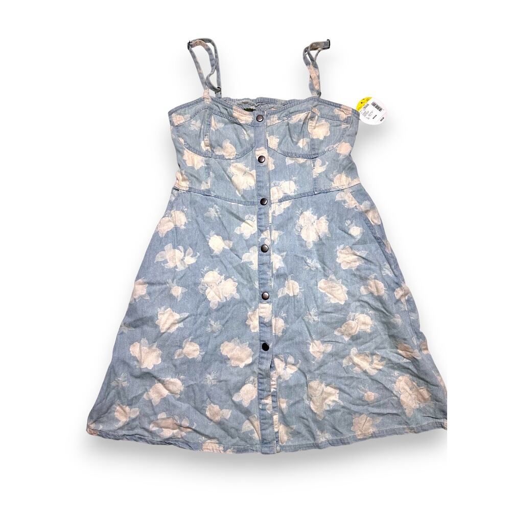 NWT Bongo Juniors Chambray Floral Button Front Sundress Size Medium